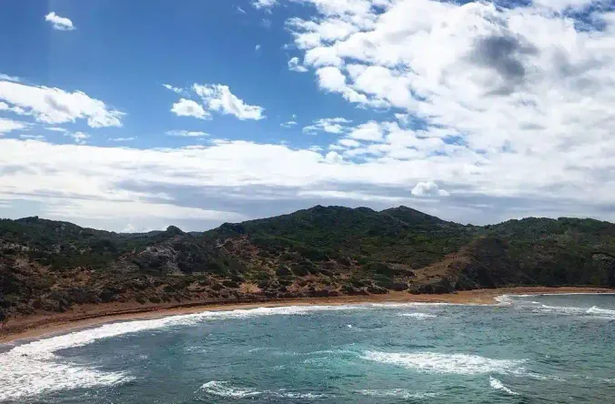 Waves on a northern Menorca beach on a windy day