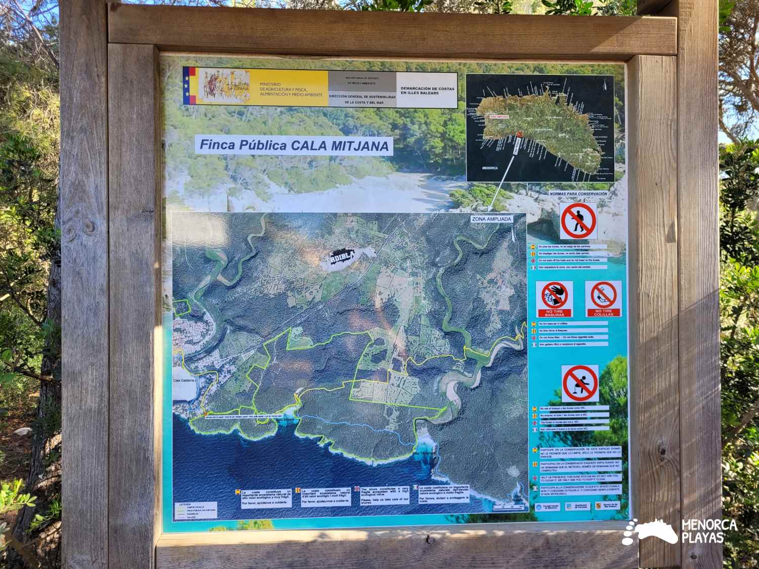 cartel mapa cala mitjana menorca